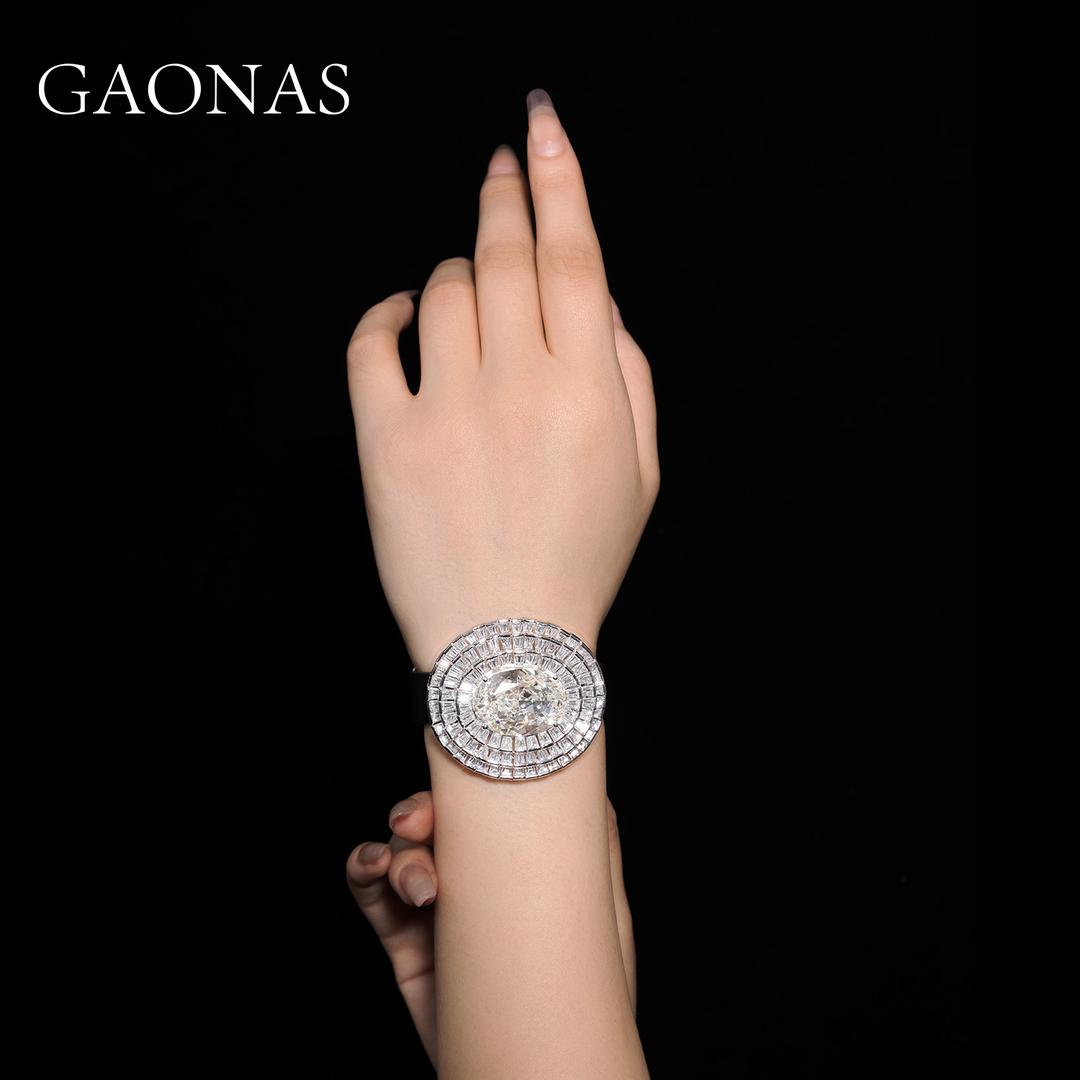 GAONAS VVS D G Wristband Cubic Zirconia S925 Silver Artificial woman unisex fashion luxurious jewelry White rich creative gifts 2025 NEW 10064SW