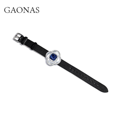 GAONAS Royalblue Wristband Cubic Zirconia S925 Silver Artificial woman unisex fashion luxurious jewelry Blue rich creative gifts 2025 NEW BS095600