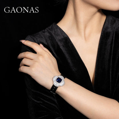 GAONAS Royalblue Wristband Cubic Zirconia S925 Silver Artificial woman unisex fashion luxurious jewelry Blue rich creative gifts 2025 NEW BS095600