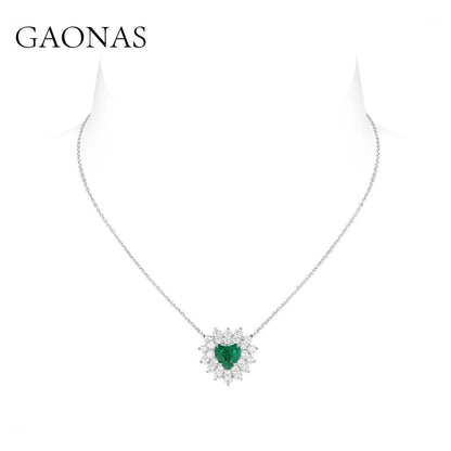 GAONAS Emerald necklace Cubic Zirconia S925 Silver Artificial woman unisex fashion luxurious jewelry Green rich creative gift 2025 NEW GX121083