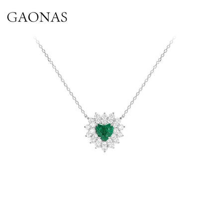 GAONAS Emerald necklace Cubic Zirconia S925 Silver Artificial woman unisex fashion luxurious jewelry Green rich creative gift 2025 NEW GX121083